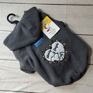 Peanuts Gray Hooded Dog Holiday Sweater Size Medium